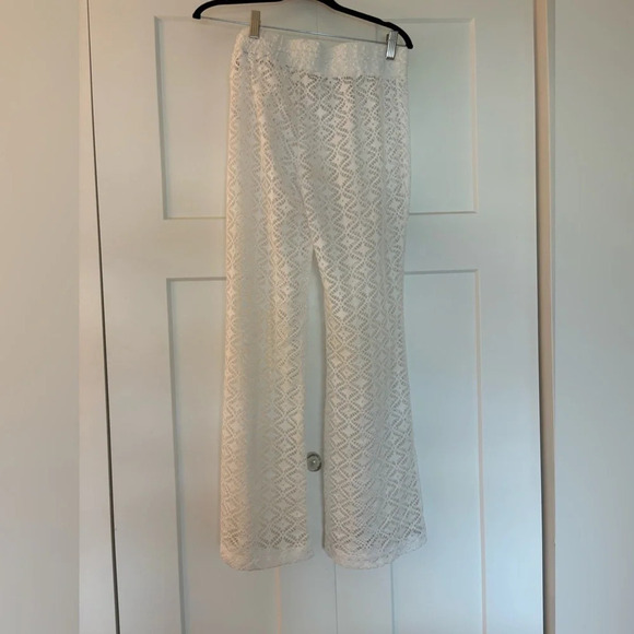 Miken Swim Women’s White Crochet Pants Cover Up Size L - Picture 2 of 3